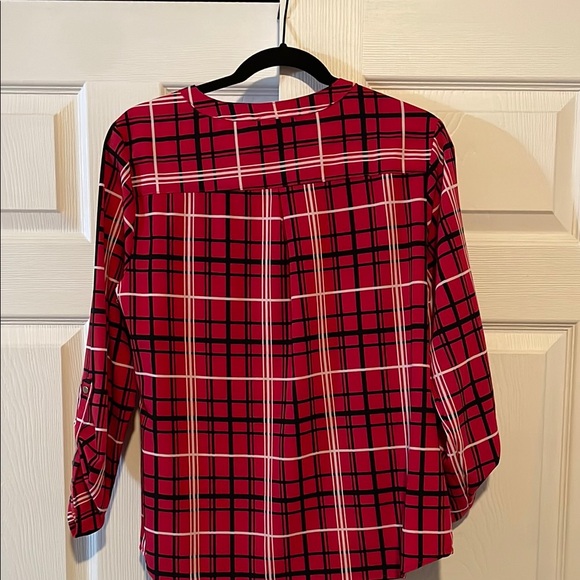 Mandarin Collar Multicolored 3/4 Sleeve Buttoned Blouse - Picture 3 of 3